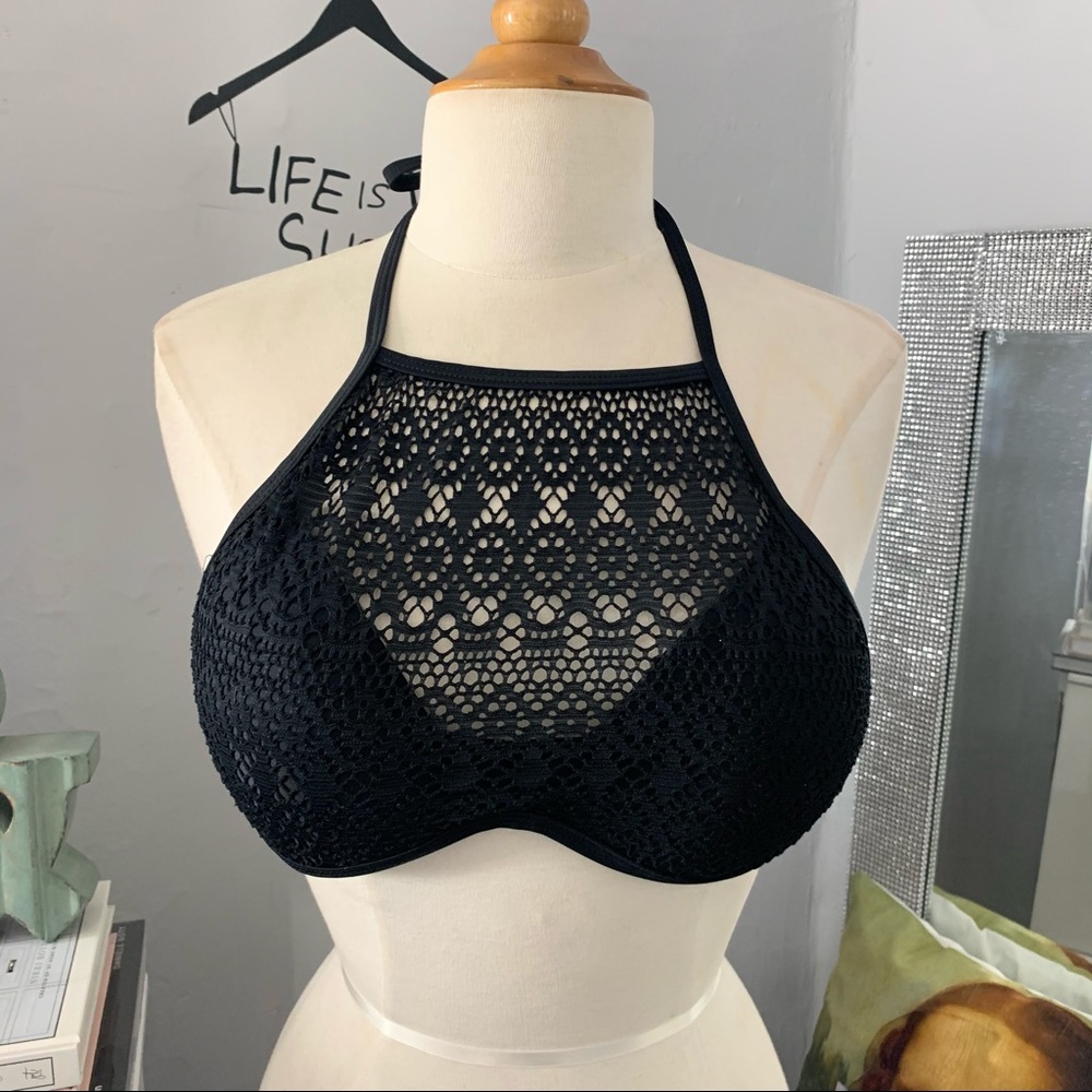 Bongo Halter Mesh High Neck Bikini Top
